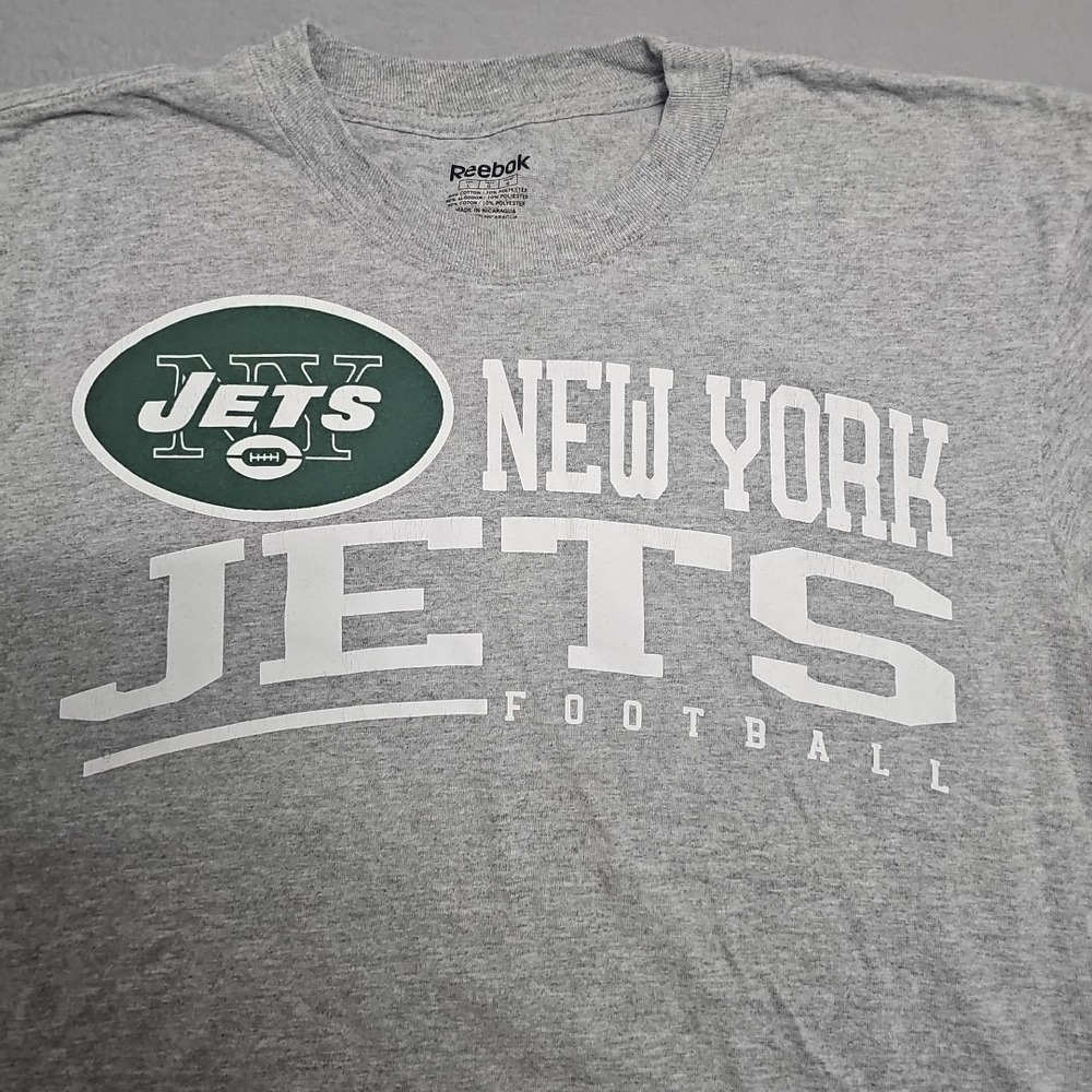 New York Jets NFL Reebok T-Shirt Mens L Gray Short Sleeve Jets Football - Picture 1 of 7